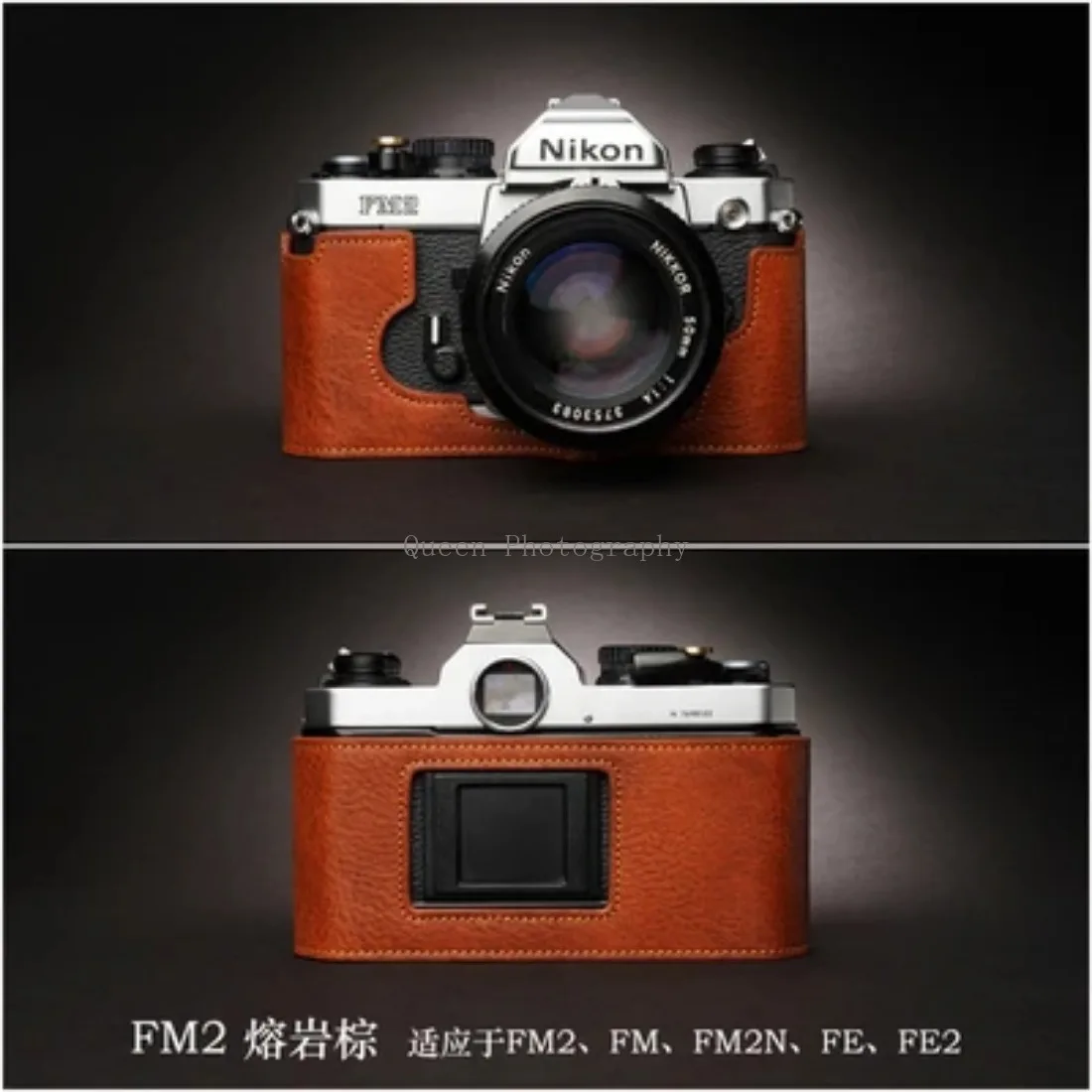 Mezza Custodia Per Fotocamera In Vera Pelle Di Vacchetta Per Nikon Fm2 Fm Fm2N Fe Fe2 Base Protettiva Per Scatola