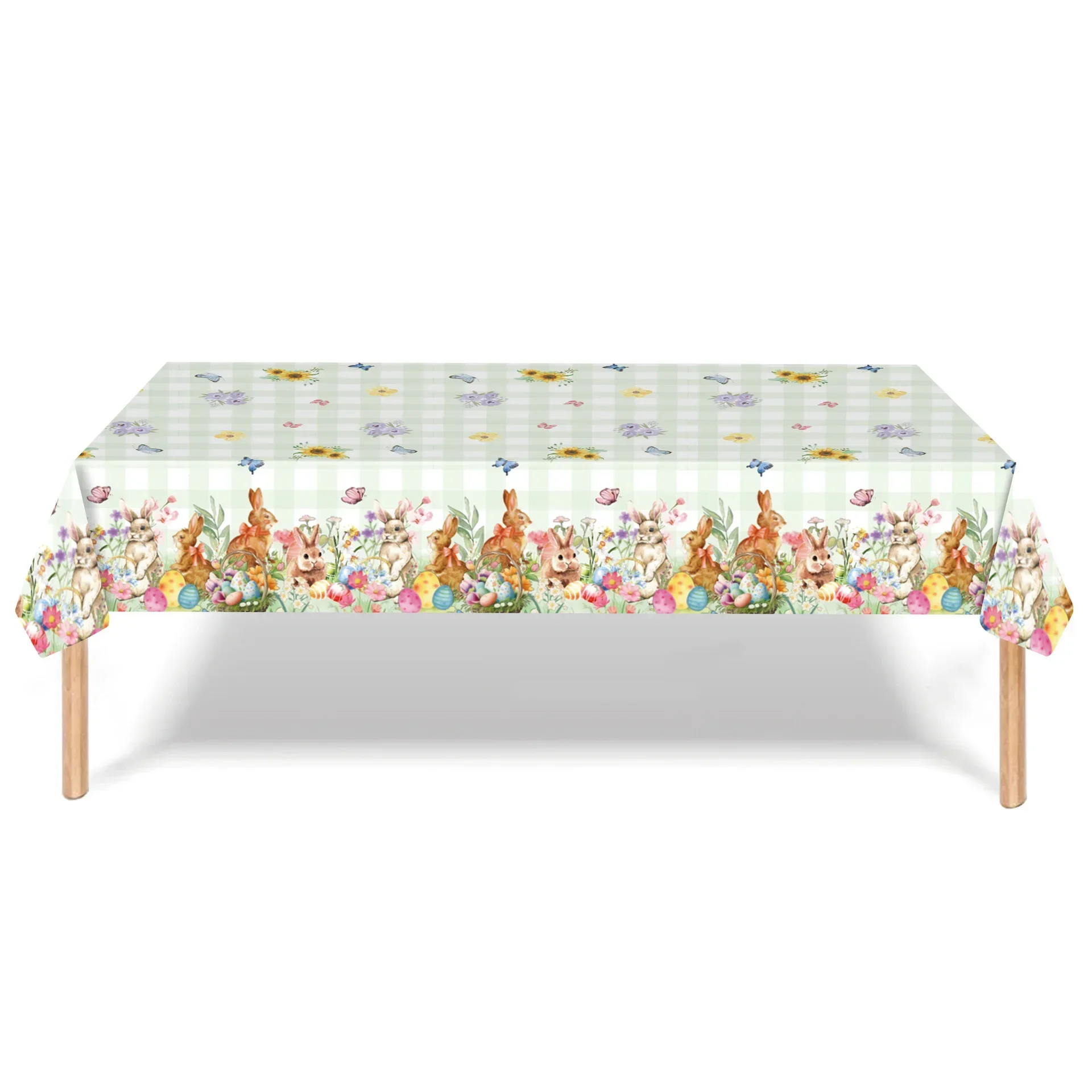 2025 New Year Easter Egg Bunny Theme Party Supplies Disposable PE Plastic Tablecloth Decoration Rectangular Tablecloths 6