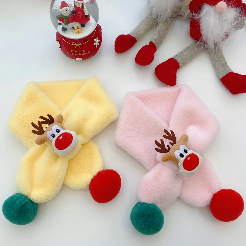 3-8Years Children's Scarves Autumn Winter Korean Style New Baby Scarfs Boys Girls Winter Cute Velvet Warm Christmas Baby Scarf