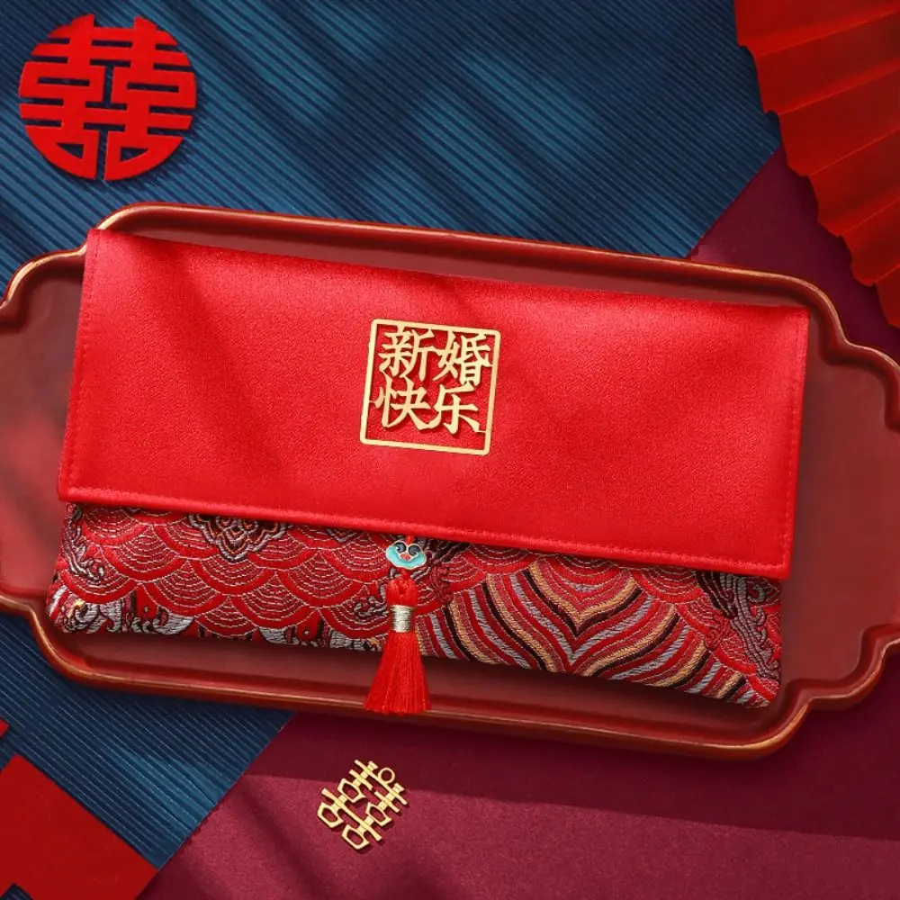Chinese Style Wedding Red Envelope Embroidery Pattern Tassel Wedding Hongbao Traditional Red Money Red Pocket Wedding Party