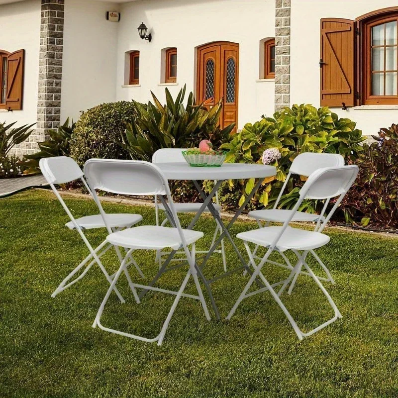 Set of 4 White Foldable Dining Chairs, Folding Chair for Wedding Partie Church
