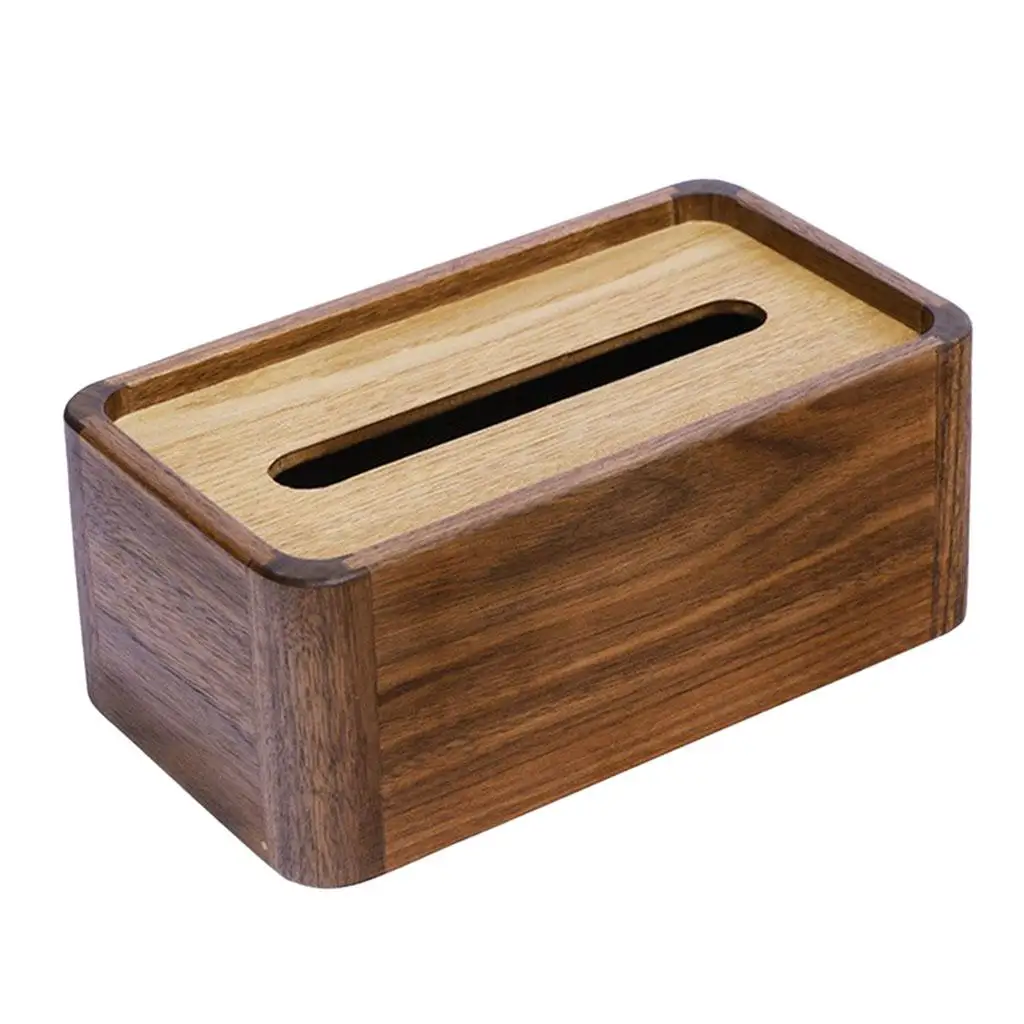 Rustic Walnut Wood Bathroom Facial Tissue Box Holder Cover /