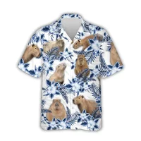 Kawaii Capybara Pattern Shirt Men's 3D Printed Hawaii Aloha Beach Men's Shirt Short Sleeve Cool Top Lapel Shirt 1