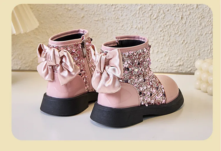 2025 neue Herbst Winter Mädchen Party Show StiefelTrendy Kleinkind Prinzessin Kurze StiefelKinder Mode Leder Stiefeletten für Kleine Mädchen – Detail 13