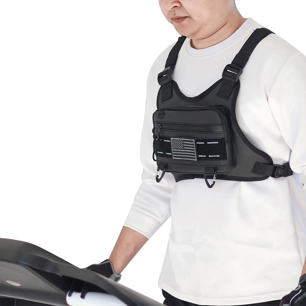 Unisex Tactical Shoulder Backpack with Adjustable Straps Motorcycle Chest Bag Breathable Outdoor Cycling Climbing Bag