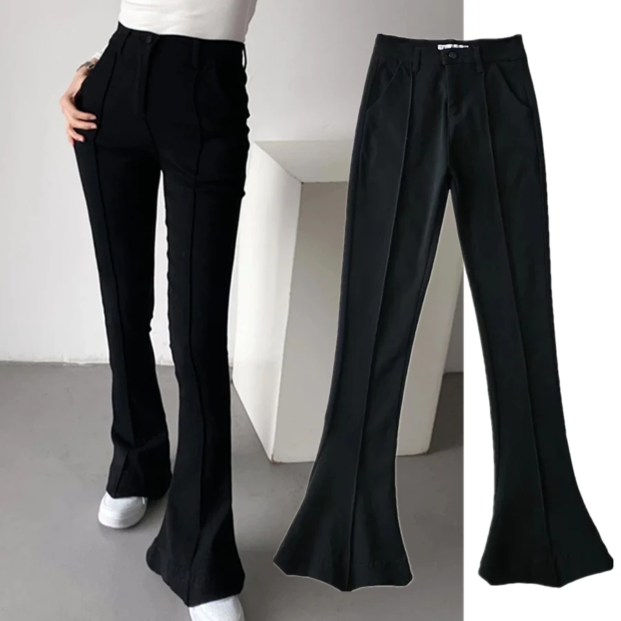 

Jenny&Dave Fashion High Street Splicing Flare Pants Women Summer Ins Blogger Retro Supper Skinny Slim Pants