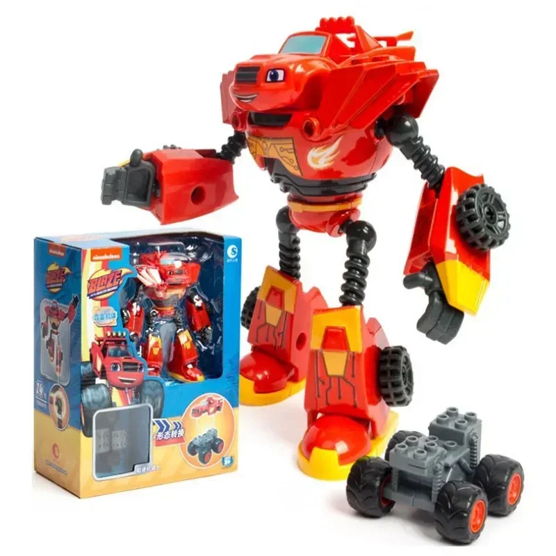 Anime Figures Blaze Monster Machines Cartoon Deformed Car Model Doll Action Toy Boys Birthday Plastic Alloy Collectible Gift