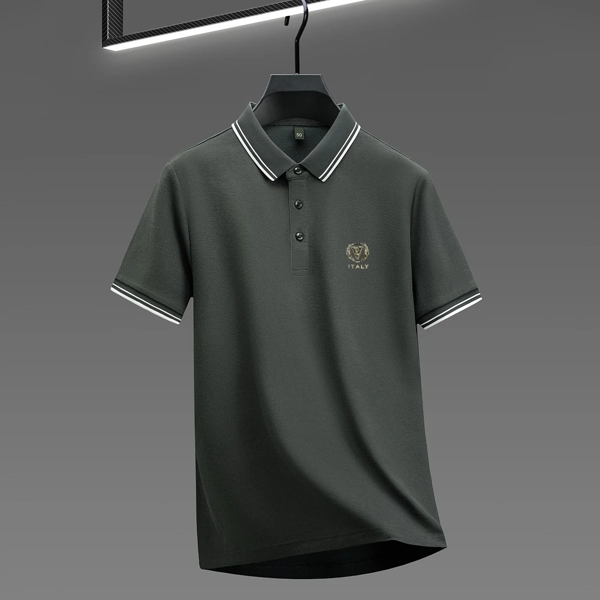 Pure cotton men’s letter print polo shirt casual wear
