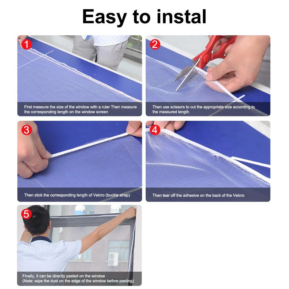 Anti-mosquito Window Net Self-adhesive DIY Black and White Anti-mosquito Screen Invisible Simple Screen with Velcro_voghion.com