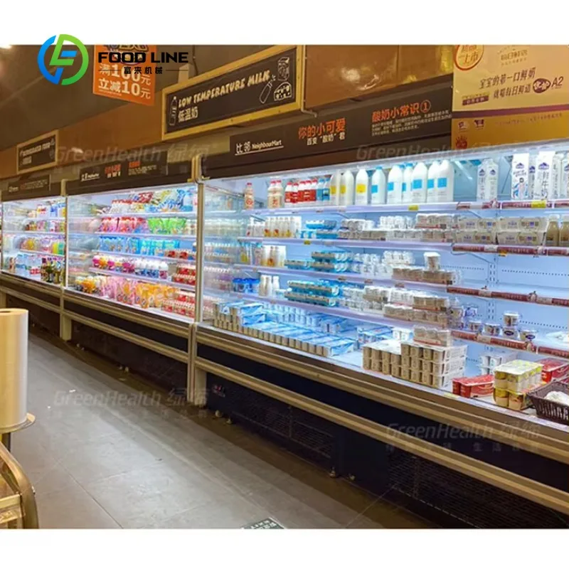 Customized Supermarket Multideck Open Merchandisers Chiller with Air Curtain Ideal for Fresh Produce and Drinks Stores 5