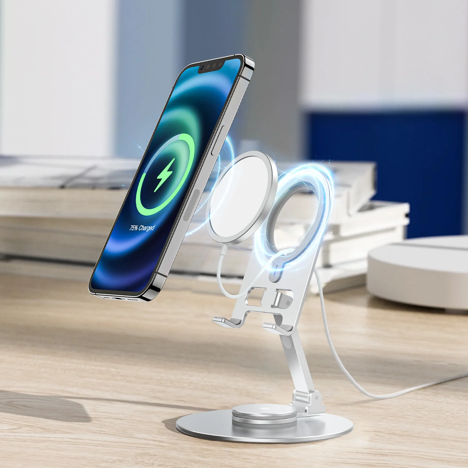 3 in 1 Wireless Charger Stand for iPhone iWatch AirPods Magnetic Foldable Phone Stand Include Mag Safe Charger