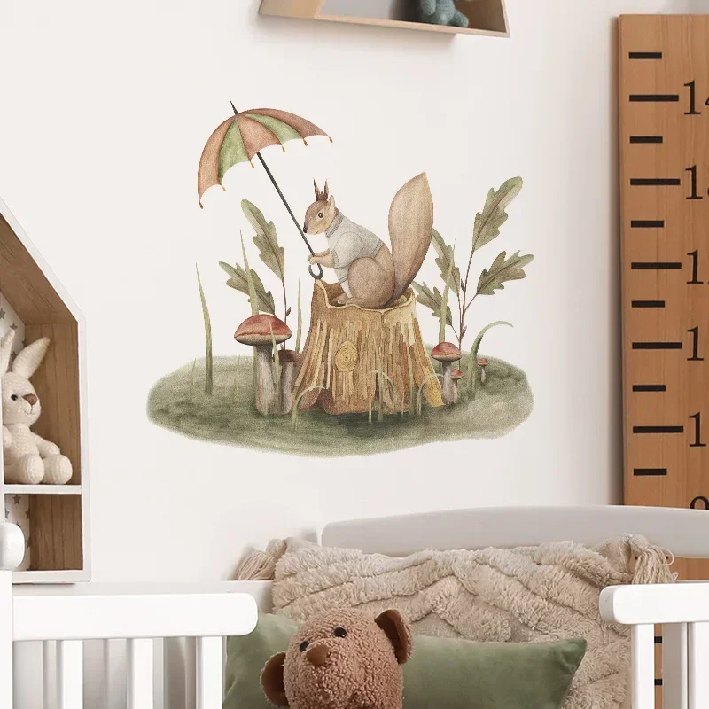 Hand Drawn Cute Deer Rabbit Fox Wall Stickers for Kids Rooms Nursery Living Room Baby Bedroom Wall Decor Animals Child Wallpaper wall stickers luminous wall stickers vinyl decal stickers