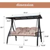Outdoor Porch Swing with Polycarbonate Hardtop,  3 Seat Patio Swing with Convertible Backrest,  2 Side Cup Holder 5