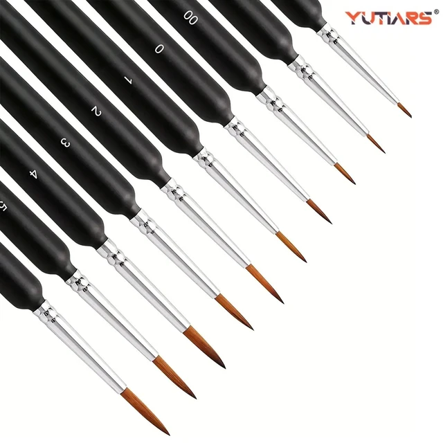 10/11pcs Miniature Paint Brushes, Detail Tip Paint Brushes Set With Ergonomic Handle - Suitable For Acrylic Painting, Oil, Wat 1