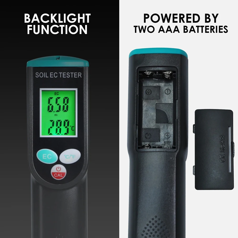 Digital EC/Temp Soil Tester High Accuracy Sensor for Planting