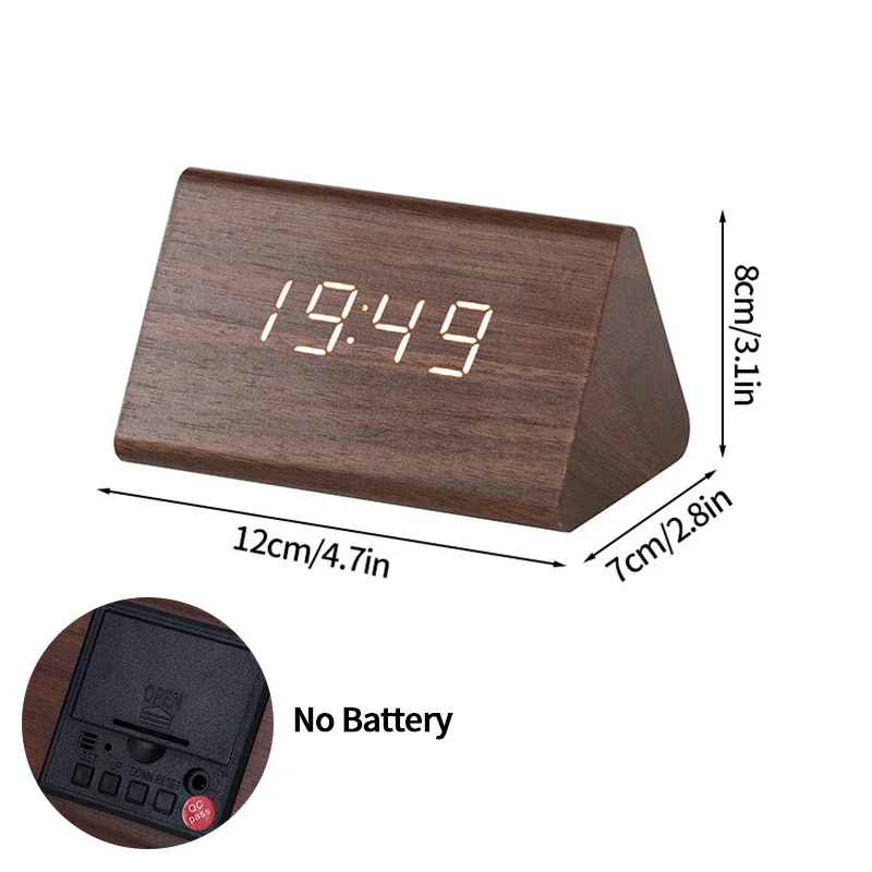 Sveglia digale rettangolare in legno di bambù Display a LED
