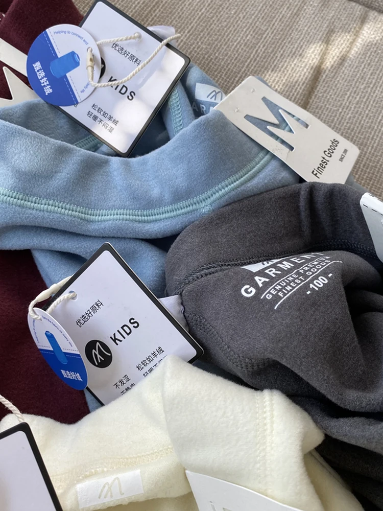 두꺼운 따뜻한 양털 부드러운 쿨링 다운 바지  소년 용 면 혼방 긴 바지 겨울 보온 속옷 신축성 있는 허리