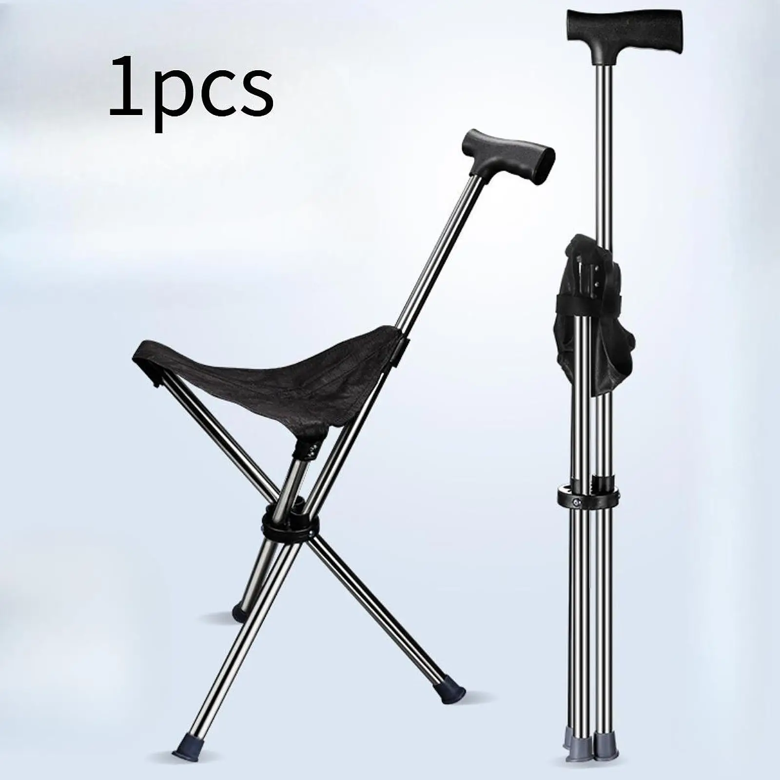 Walking Cane Trekking Stick with Seat Practical Supports for Mountaineering Hiking Seniors