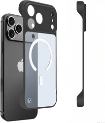 Sleek Magnetic Transparent Matte Phone Case with Anti - Collision Frameless Design - iPhone 18 Pro Max (Black)