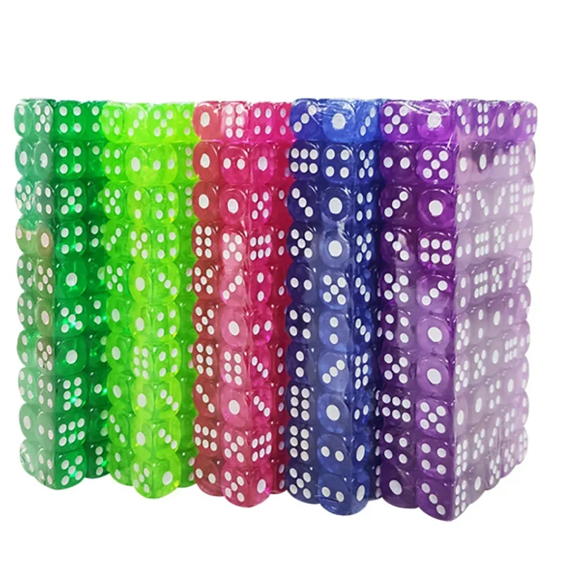 20PCS/Lot Dice Set 10 Colors Acrylic 6 Sided Transparent Dice Club Party Family Games 12mm