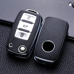 Premium Leather TPU Car Key Cover - Full Protection Bag (Silver)