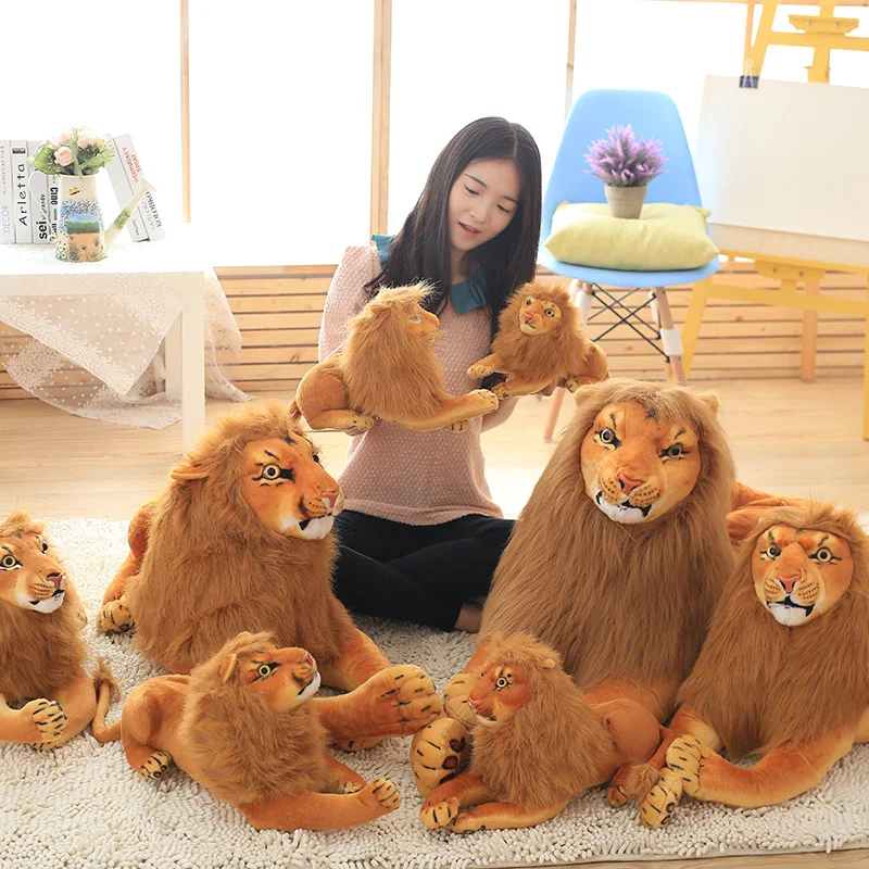 3D Simulation Lion Plush Toys Stuffed Animal Doll  Huggable Kids Toy Christmas Halloween Birthday Gift For Children Home Decor