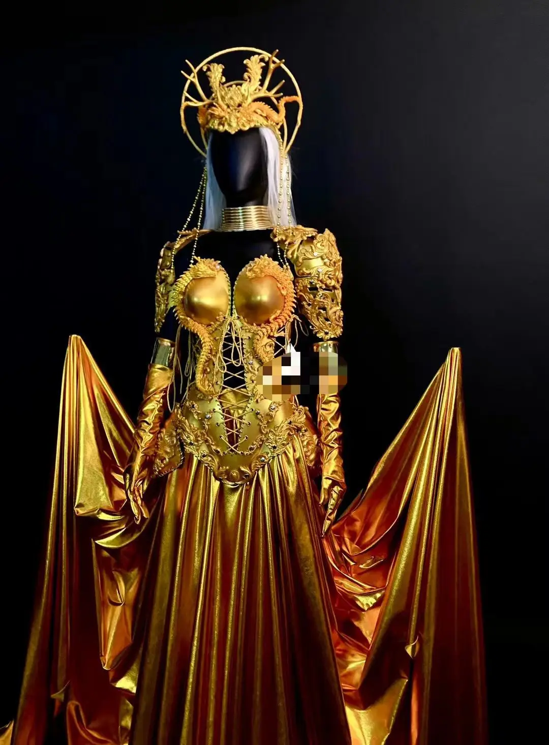 Gold Armor Luxury gala outfit Party Drag Queen Outfit Stage Singer