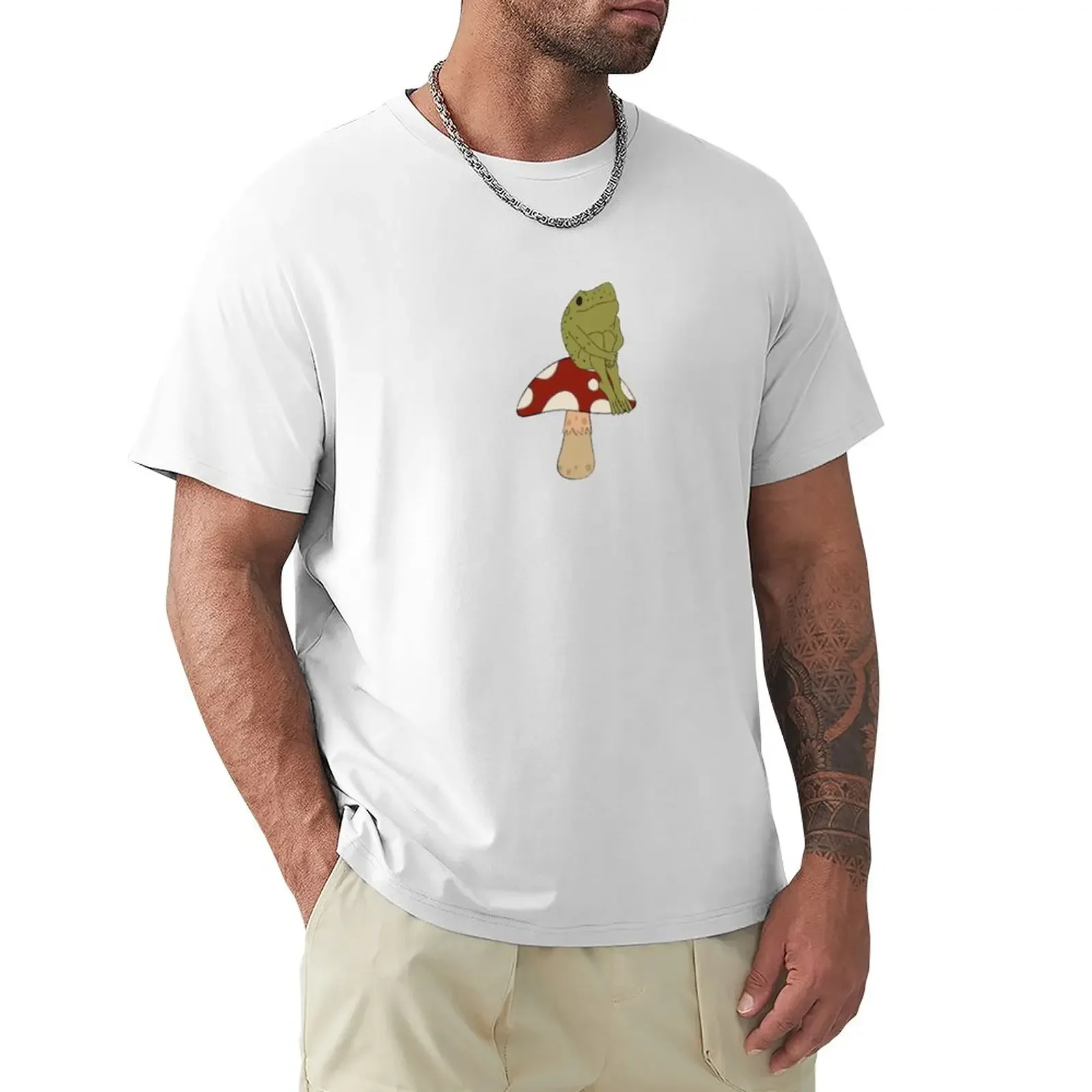 

Frog On Mushroom Thinking T-Shirt vintage plain summer tops t shirts for men pack