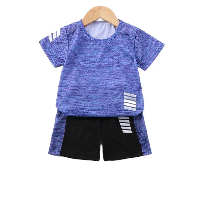

2022 Summer New Casual Suit CUHK Children Boys Girls Fashion Trend Sports Suit Children's Short-Sleeved Suit