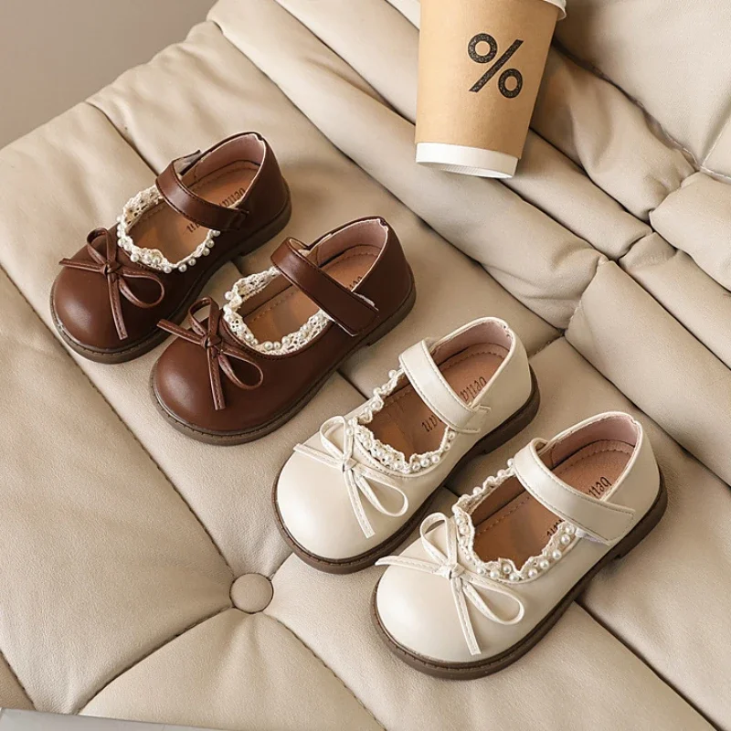 Girls Leather Kids Shoes Sweet Ruffled Edge Lolita Style