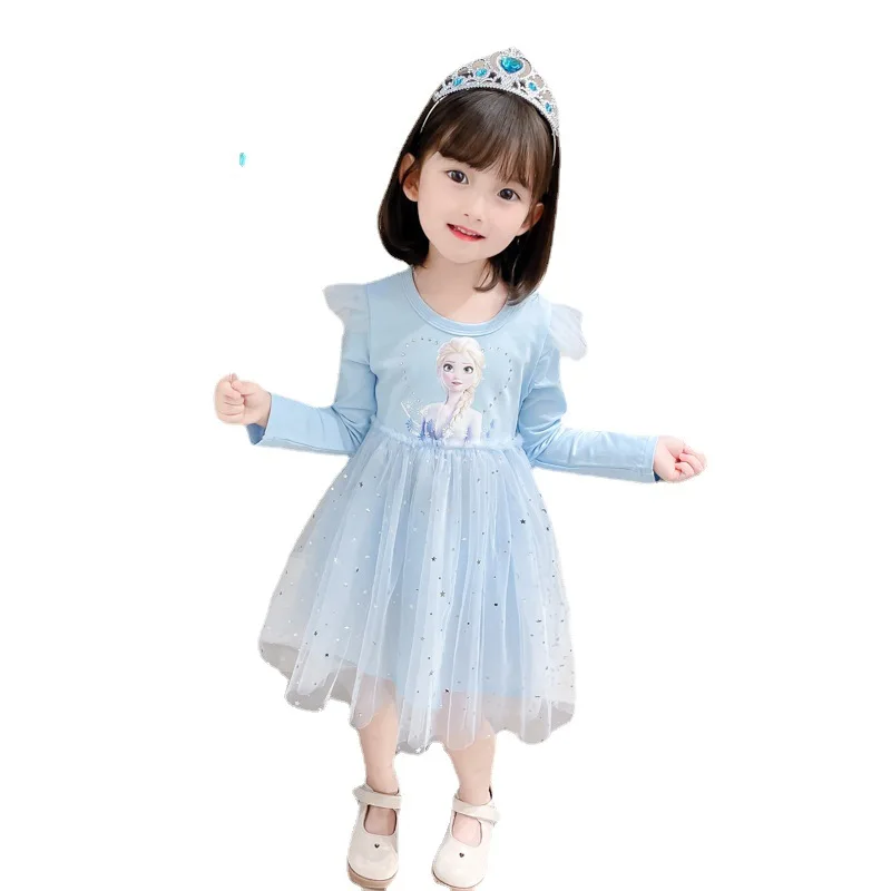 Aisha-vestido de princesa de manga larga para niña, ropa de fiesta de Elsa de Frozen, Otoño, 2023