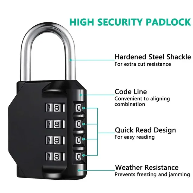 2pcs Combination Lock Resettable 4 Digit Padlock Combination Waterproof and Heavy Duty Combination Padlock Outdoor Digital Lock 2