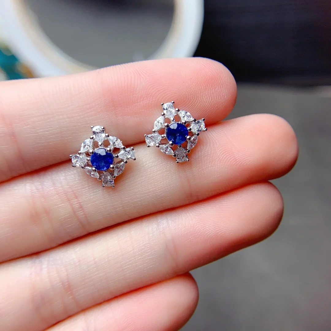 

Natural Gems Fashion women's sapphire Butterfly Stud earrings 925 Silver jewelry imitation luxury brand gemstone certification