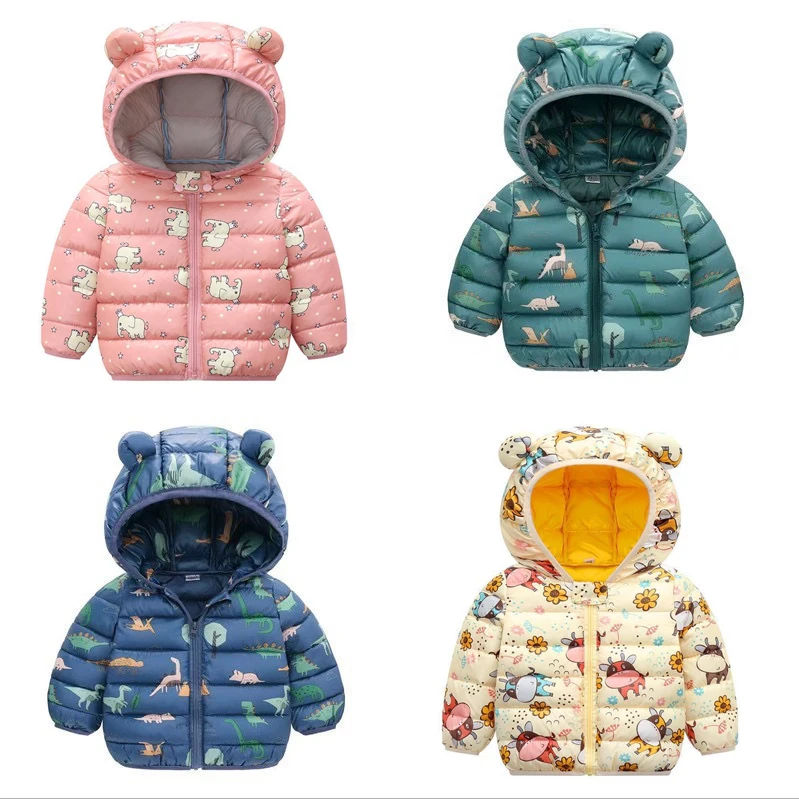 Kids Jackets Autumn Winter Thicken Solid Color Hooded for Boys Girls 2 6 Years