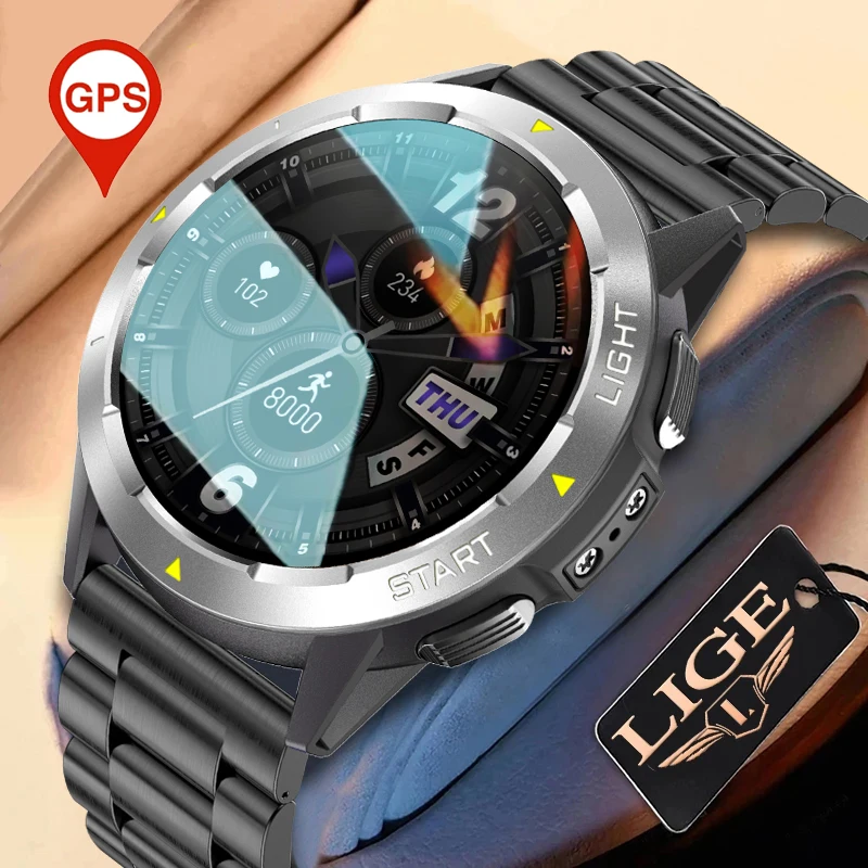 LIGE New GPS Position Sports Smart Watch Men Smart Compass Air Pressure