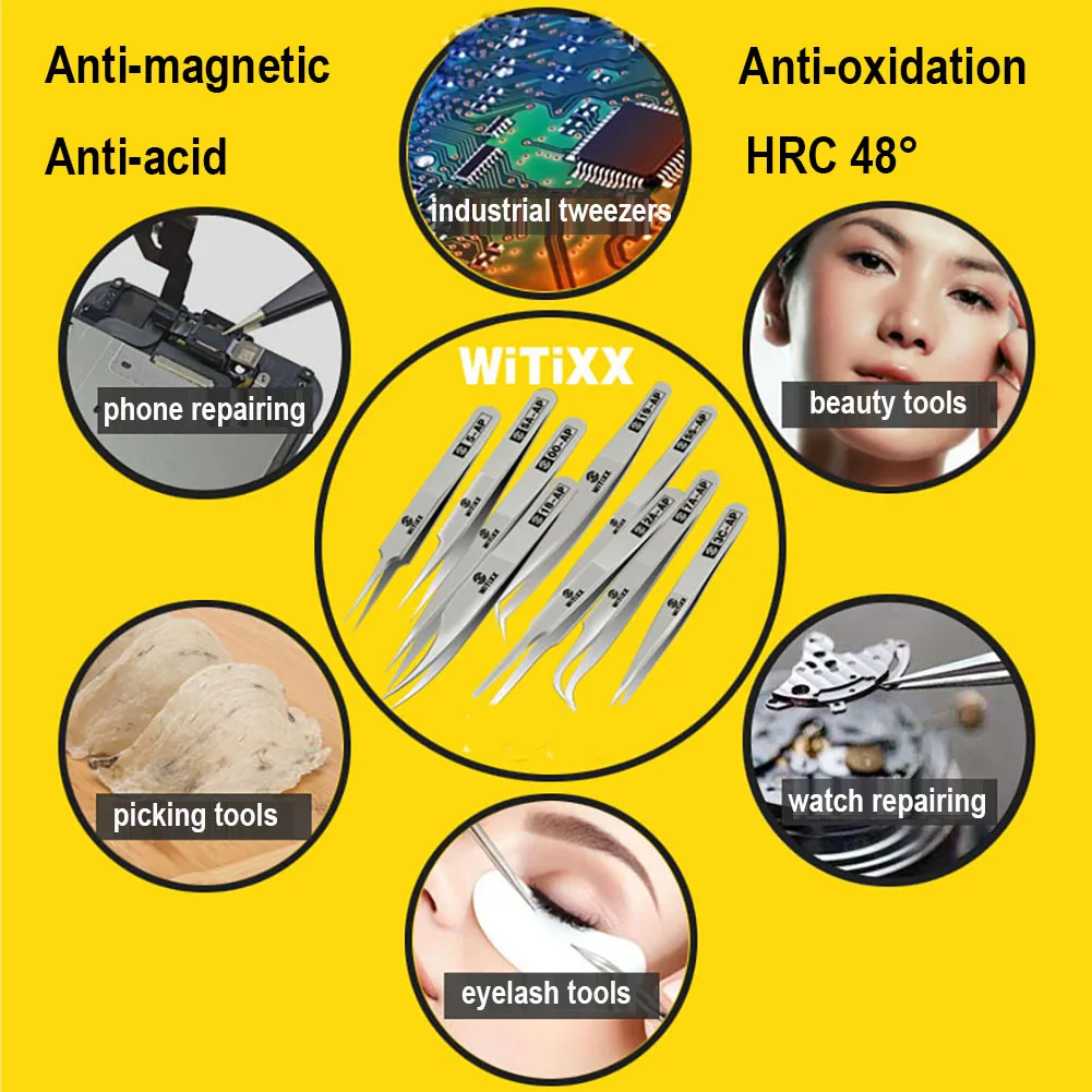 1PCS WiTiXX Tweezers Precision Tools for Repairing Jewelry Work Blackhead Remover Grafting False Eyelashes Makeup