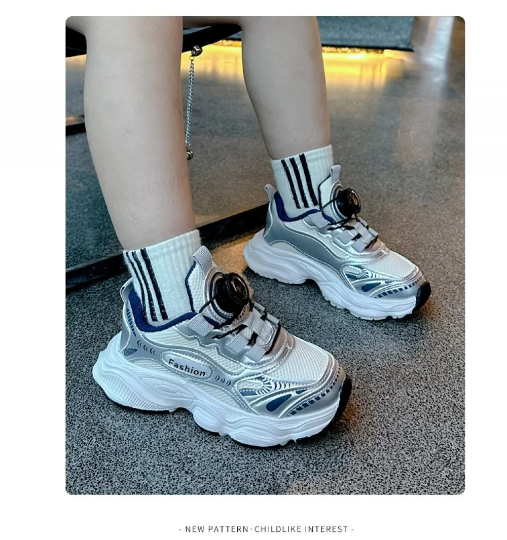 أحذية رياضية عصرية للأطفال 2026 من الجلد الصناعي، أحذية رياضية للمراهقين والأطفال، مريحة وقابلة للتنفس، أحذية جري للأولاد والبنات