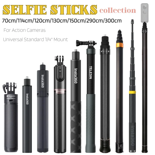 Selfie Stick Monopod Extensible Rod Wand Pole Allumium Carbon Fiber  Invisible 70cm 80cm 120cm 3m For