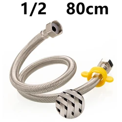Premium 304 Stainless Steel Braided Water Supply Hose - Flexible Hot & Cold Inlet Pipe (80cm)