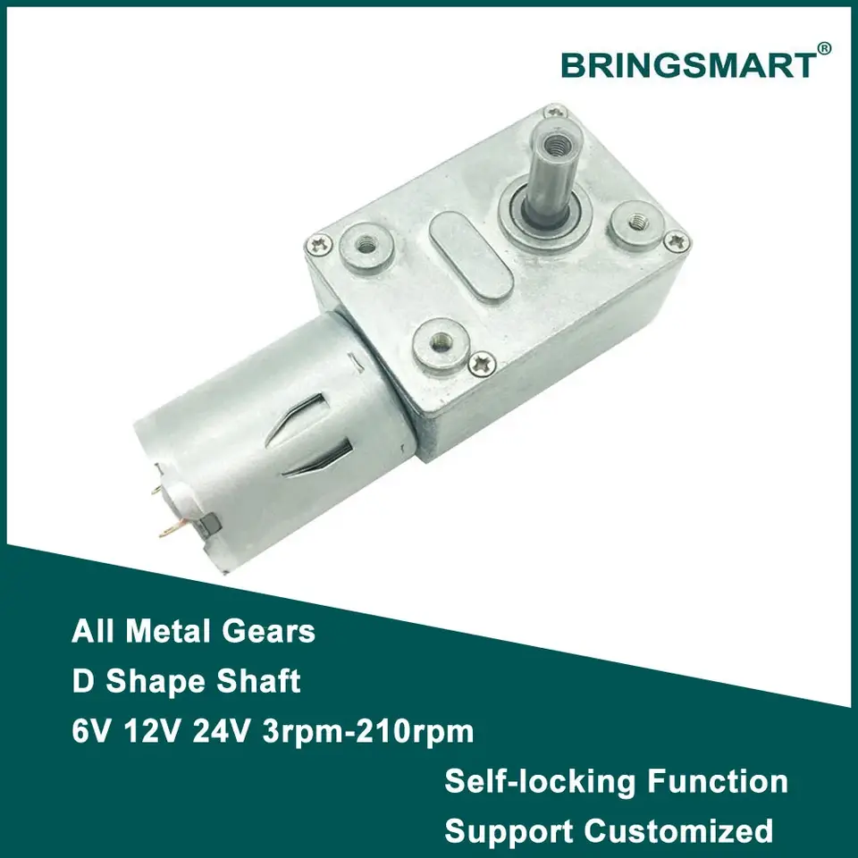 Bringsmart JGY-370 Worm Gear Motor 6v High Torque 12V DC Motor Low Speed 12 Volt Reducer Micro Self-lock Electric Motor image 1