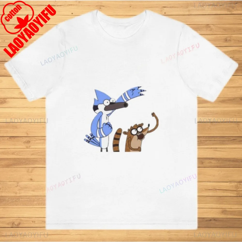 מורדקאי וריגבי הופעה רגילה חולצות קלאסיות עם דמויות קרטון גרפיות חולצת כותנה מודפסת רעיון למתנה בגדים עליונים