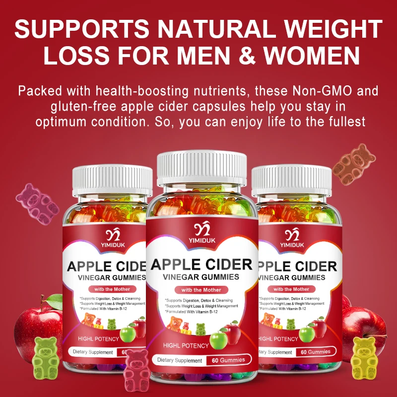 Apple Cider Vinegar Gummies Weight Loss Gummies Reduce Anxiety and Pressure Apple Cider Gummy Vitamin B12 Supplement
