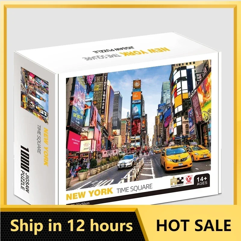 70*50cm Adult Puzzle 1000 Pieces Paper Jigsaw Puzzles New York Time Square Famous Painting Series Learning Education Craft Toys 70 50cm adult 1000 pieces jigsaw puzzle aegean sea famous world landscape photos stress reducing toys