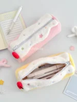 Swiss Roll Pencil Case - Kawaii Plush Stationery Box For School Girls, Cute Ins Style Large Capacity Pen Holder  2