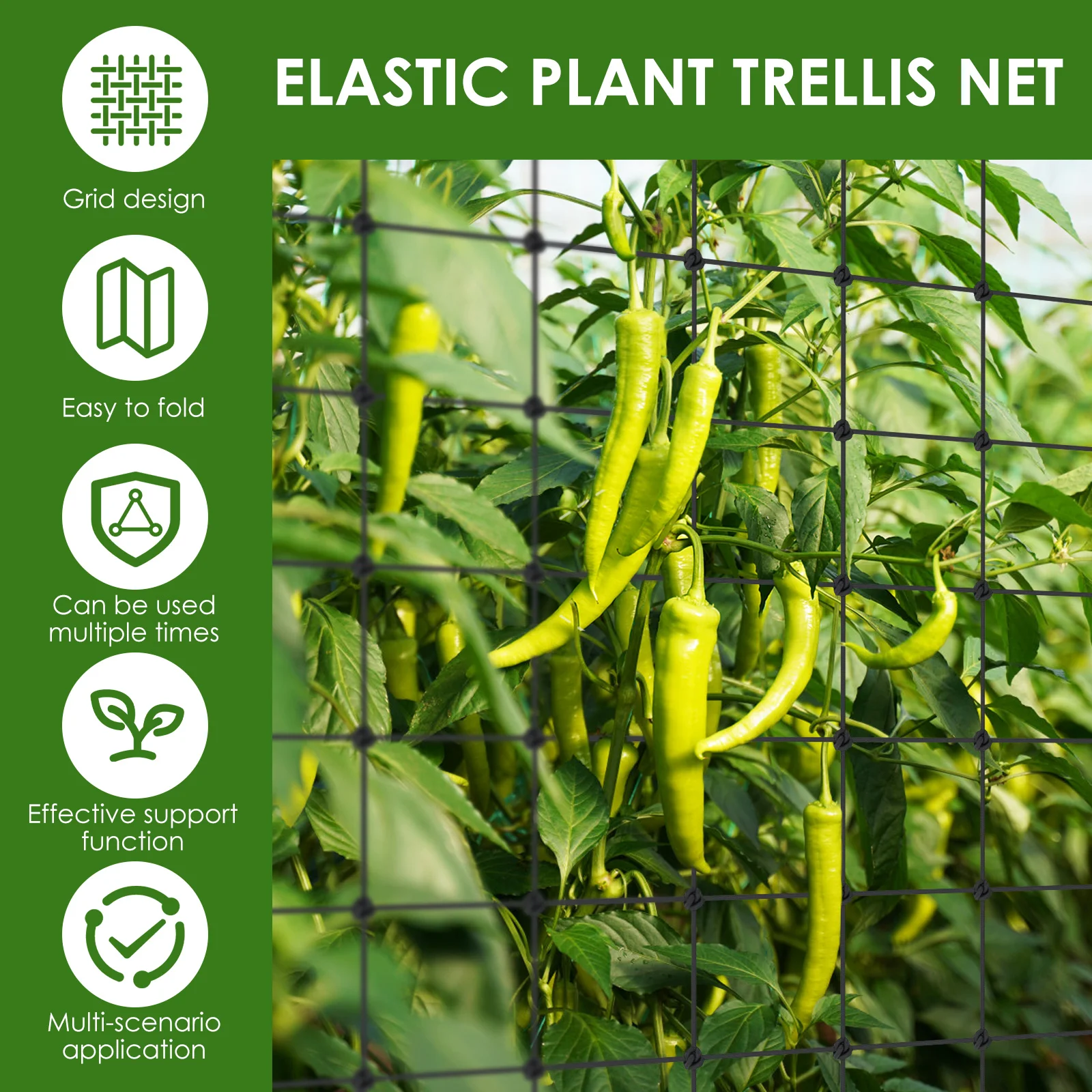 2Pcs Plant Trellis Net Garden Climbing Netting with Hooks Vegetation Climbing Support Garden Accessories for Cucumber Tomato