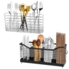 Stainless Steel Utensil Storage Rack Kitchen Chopstick Hanging Holder Cutlery Scoop Storage Basket Sink Countertop Organizers 1