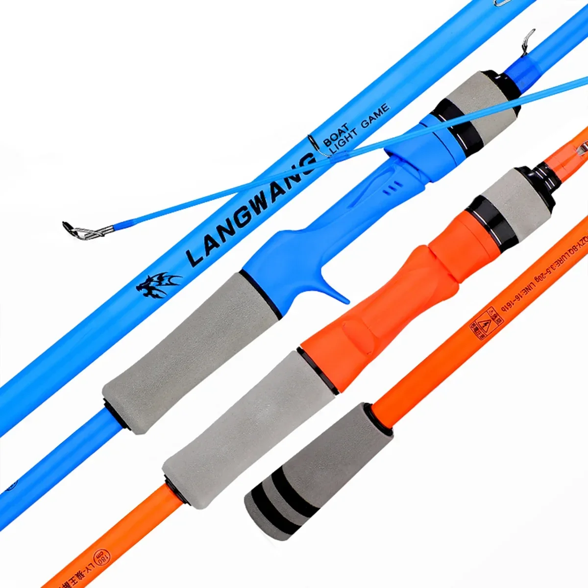 Canna Da Pesca A Traina In Mare Profondo 1.65/1.8/2.1 Mt (2 Sezioni) | Potenza 50-200 Lbs | Fibra Di Vetro Con Guide In Acciaio Inox