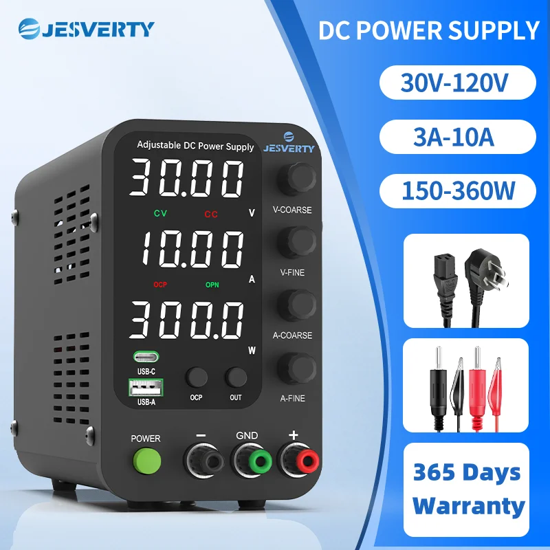 Jesverty DC Lab แหล่งจ่ายไฟ 30V 60V 120V Bench Power Supply Encoder ควบคุมแรงดันไฟฟ้าและ Current Dual แรงดันไฟฟ้าขาเข้า 220 V/110 V 1