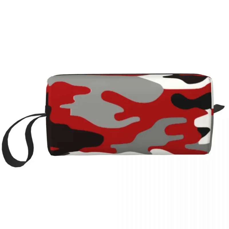

Custom Red Camo Travel Cosmetic Bag for Women Army Military Camouflage Makeup Toiletry Organizer Ladies Beauty Storage Dopp Kit