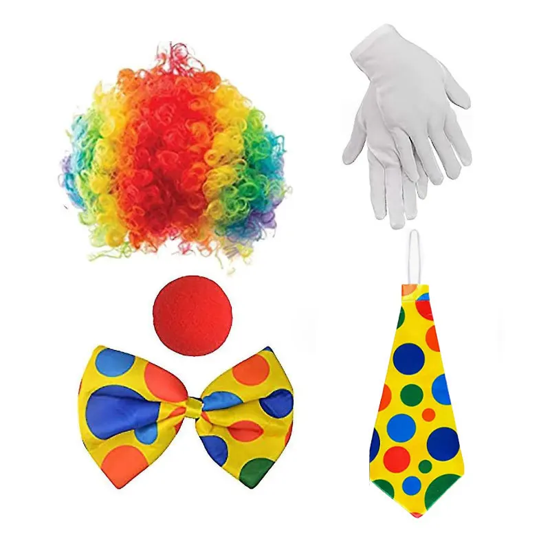 

Clown Costume Clown Nose Wig Bow Tie and Vest Carnival Clown Fancy Dress Up Accessories Halloween Props Holiday Party Cosplay